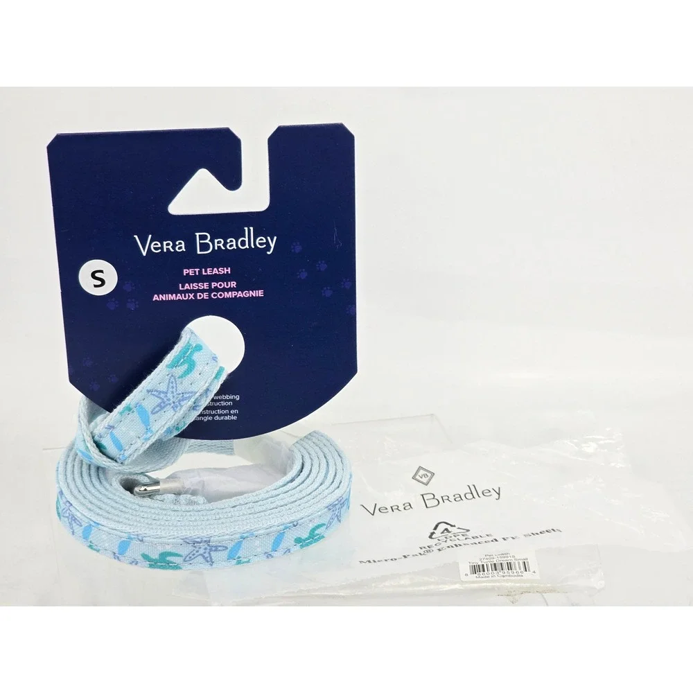 Vera Bradley Pet Leash Small Light Blue Tiny Turtle Dream Sea Life - New